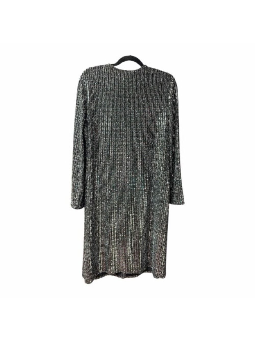 ANNE KLEIN Elegant Black & Silver Sequin Long Duster/Jacket - Picture 3 of 8